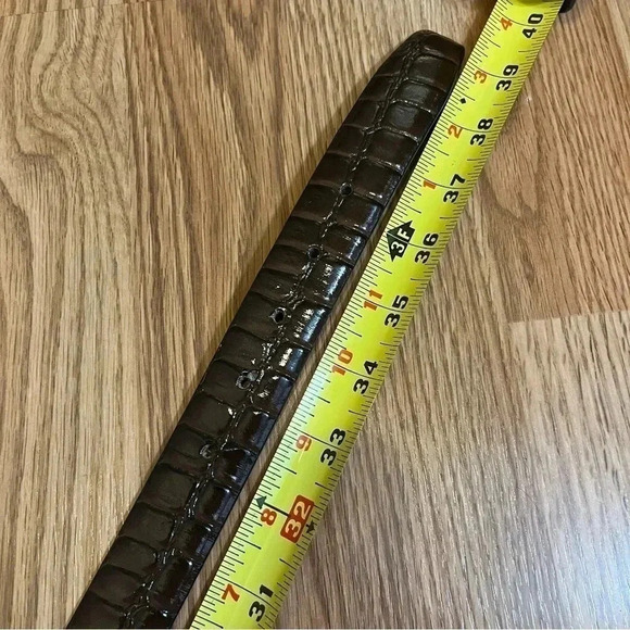 Croc Pattern Embossed Belts Bonded Leather Belt G Buckle - Picture 7 of 10